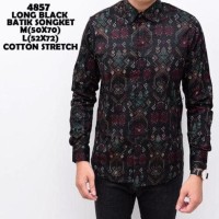 Jual Kemeja Pria - Kemeja Batik Songket Black Panjang Kerja Kantor Slimfit Murah