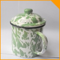 Jual Mug Gelas Cangkir Lurik Antik Jadul Hijau Putih Bahan Logam Unik Murah