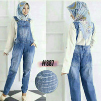 Jual Overall jeans jumbo celana kodok panjang ripped XXXL XXL XL tanpa iner Murah