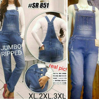 Jual Overall jumbo XL XXL XXXL ripped sobek kecil jeans werpak tanpa inner Murah