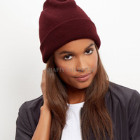 Jual RFT topi kupluk marun Burgundy maroon beanie hat import Murah
