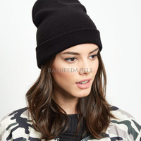 Jual GHJ topi kupluk hitam black beanie hat import Murah