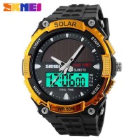 Jual Jam Tangan Pria Original Solar Power SKMEI 1049 Anti Air 50M - Gold Murah