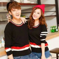 Jual Santa couple sweater murah atasan baju rajut couple hitam Murah
