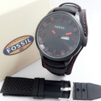 JAM TANGAN PRIA FOSSIL PAKET SAYAP BLACK ANGKA RED