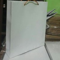 Jual tas kertas / paperbag putih polos tali coklat Murah