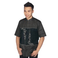 Jual Pakaian Muslim Baju Koko Pria Cotton Hitam Kombinasi Murah
