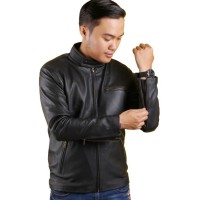 Jual Jaket Kulit Pria Kulit Hitam JK Collection Murah