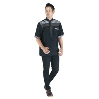 Jual Pakaian Muslim Baju Koko Pria Muslim Sarimbit Cotton Hitam Murah