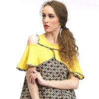 Jual Beyounique Cut Out Flare Sleeve Blouse Batik Combination Murah