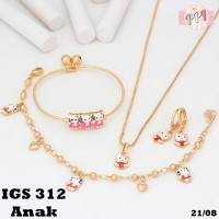 Jual Set Perhiasan Xuping Anak Hello Kitty Full Body Cat Gold 18k GS312 Murah