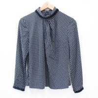 Jual BK729 SIZE S-M BAJU VINTAGE ATASAN WANITA BLOUSE IMPORT POLKA BLACK Murah