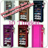 Jual Rak Sepatu Cover Susun 10 / Shoe Rak with dust cover 10grid Murah