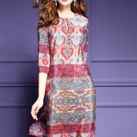 Jual WST 18321 Ethnic Print Silk Dress Murah