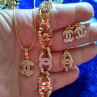 Jual set chanell gold mata xuping Murah