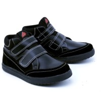 Sepatu sekolah anak laki-laki - sepatu anak cowok - kets boot hitam gs