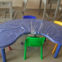 PAKET Meja kursi belajar, KB, TK, PAUD plastik Bentuk Bulan