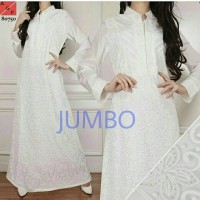 Jual Gamis Brokat Jumbo Putih Tulang/Gamis Best Seller/Gamis Lebaran Murah