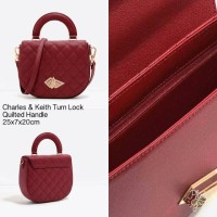 Jual TAS CHARLES AND KEITH TURN LOCK QUILTED OVAL ORIGINAL Murah