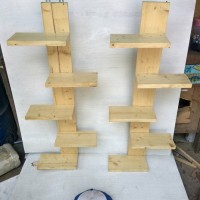 Jual rak kayu dinding kaktus bunga interior dekorasi Murah
