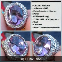 Jual NATURAL AMETHYST QUARTZ KECUBUNG UNGU MEMO GRI RING PERAK MEWAH Murah