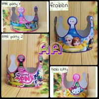 Jual Topi Ulang Tahun MAHKOTA KARAKTER Frozen Hello Kitty Little Pony Ultah Murah