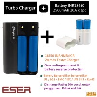 Jual SKU Eser TurboCharger 6 + Battery INR18650 2500mAh 20A x 2PC Murah