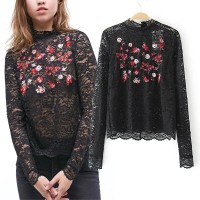 Jual Blouse Atasan Wanita Black Rose Lace (M) Murah Original Murah