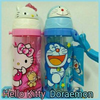 Jual botol minum 550ml karakter kepala hello Kitty Doraemon keropi micky Murah