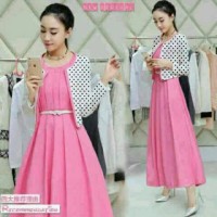 Jual Set Dress Pink Lilian Polka Babyterry Murah