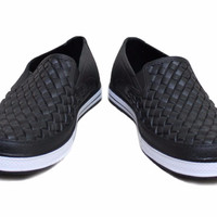 Jual Sepatu Karet Pria - Pantofel - Sepatu Kerja Anti Air Hujan Motif Anyam Murah