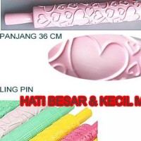 Jual ROLLING PIN FONDANT MOTIF HATI BESAR KECIL EMBOSS CLAY GILING LOVE DIY Murah
