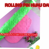 Jual ROLLING PIN FONDANT MOTIF HIJAU DAUN EMBOSS CLAY GILING LOVE DIY PRESS Murah