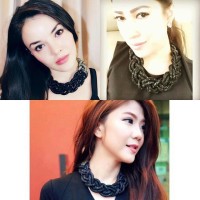 Jual Braided Crystal Necklace - Black Ombre Murah