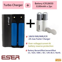Jual SKU Eser TurboCharger 6 + Battery ICR18650 3100mAh x 2PC Murah