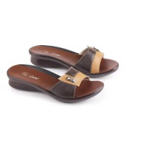 Jual Sandal Flat Wanita Kulit Coklat JK Collection Murah