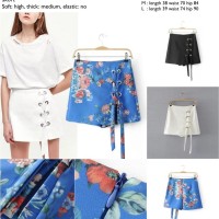 Jual 43757 - Black,White Solid,Blue Flower Strap (S,M,L) - Skort - le220817 Murah