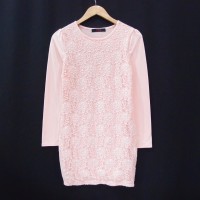 Jual BF466 SIZE M PEACH LACE MINI DRESS REAL PIC FASHION LADIES IMPORT Murah