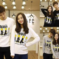 Jual HV6012 CP LP BEATLES WHITE Kaos Couple Pria Wanita L KODE BIS6066 Murah