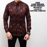Jual Kemeja Batik Songket Brown Panjang kerja Kantor Slimfit Batik Cowok Murah