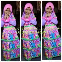 Jual gamis susun anak karakter little pony ungu Murah