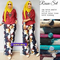 Jual setelan wanita ressa set blouse dan celana kulot rami Murah
