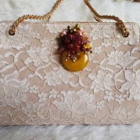 Jual Tas Wanita Brukat Krem Premium Mix Kulit Original High Quality Murah