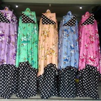Jual mukena bali bunga polka black Murah