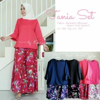 Jual setelan wanita tania set blouse dan celana kulot rami Murah
