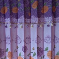 Jual Gorden Hordeng Tirai Pliskit Motif Kembang - Ungu Full Murah