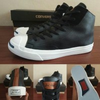 Sepatu Converse CT Jack Purcell Kulit Leather Black White Hitam High