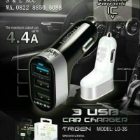 Jual Car Charger 3 Output Saver Log-On 3 In 1 Full Output 4.4A 2.4A/1A/1A Murah
