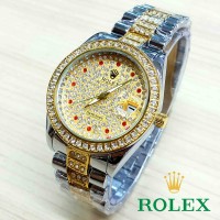 Jual kcb - RLX06GK Jam Tangan Cwk Rolex Full Diamond RUBY GOLD KOMBINASI Murah