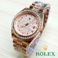 Jual kcb - RLX06RG Jam Tangan Cwk Rolex Full Diamond Ruby ROSE GOLD Murah